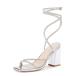 ���¹�͢���ʡ�Coutgo Womens Lace Up Chunky Heels Rhinestone Sandals Square Ope