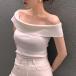  линия цвет off плечо вязаный tops женский тонкий короткий рукав casual модный симпатичный свитер вязаный свитер ..