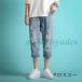 укороченные брюки мужской короткий хлеб Denim джинсы ji- хлеб повреждение Denim брюки casual брюки модный укороченные брюки лето предмет 