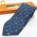 #ape Hermes HERMES галстук темно-синий синий зеленый желтый цвет общий рисунок цветочный принт растения рисунок шелк с коробкой прекрасный товар Франция производства мужской [987611] k01