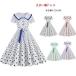  lady's dance costume polka dot pattern dress retro One-piece short sleeves 5 color pretty One-piece polka dot pattern large hem One-piece mi leak height One-piece France manner dress large hem retro 
