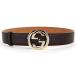  Gucci мужской ремень 85/34 Inter locking G темно-коричневый кожа Guccisima булавка пряжка akto one 