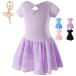 [Aigoda] ballet Leotard child Kids chiffon skirt attaching 4 color practice put on rhythmic sports gymnastics Junior short sleeves . one body skirt 