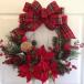  рождественский венок 35cm×35cm красный лента Xmas lease искусственный цветок цветок колесо искусственный цветок Рождество вход круг колесо .. дверь украшение оборудование орнамент интерьер праздник ограниченное количество 