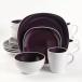 ギブソン シックストーン 食器16点セット ディナーウエアセット パープル・ホワイト Gibson Home Chicstone 16 Piece Square Dinnerware Set, Purple/White