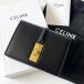 CELINE Celine заслонка имеется карта держатель 16se-z футляр для карточек машина fs gold кожа черный футляр для визитных карточек Turn блокировка [ б/у ]