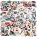  машина авто Mobil самолет судно retro акварель способ транспортное средство перемещение меры транспорт машина публичность транспорт машина Classic машина наклейка стикер 50 листов SA