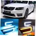 �֤�����1�ڥ�12VABSLED DRL�ǥ���������˥󥰥饤�ȥǥ��饤�ȡ������Υ����󥷥��ʥ�DRL For Skoda Octavia RS A7 2016 2017  Car Flashing 1 Pa