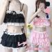 [2 позиций комплект ] бикини купальный костюм земля . серия массовое производство type купальный костюм женский Лолита лента оборка безрукавка тросик нет накладка есть sexy фотография ..