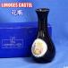  античный LIMOGES CASTEL цветок основа 18cm ваза один колесо .. темно-синий цвет керамика Франция Limo -juPJ-1197