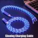 3 in 1 LED Light Glowing Charging Cable 3A Micro USB C Type C Flowing Strea
