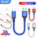 Olaf 66W 25cm Short USB Type C Cable 3A Fast Charging USB C Lightning Cable