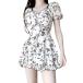  купальный костюм One-piece женский body type покрытие все в одном плавание одежда цветочный принт оборка украшение грудь ... женщина казаться мода вода суша обе для 