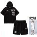 SY32 by SWEET YEARS ACTIVE S/S ZIP HOODIE&SHORT PANTS SET UP SUITSf-ti-&s.to шорты выставить костюм Color:BLACK( черный )
