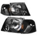 4Pcs Black Housing Amber Corner Headlights + Turn Signal Light Lamps Compatible with Ford Explorer U152 02-05