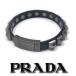 [ прекрасный товар ] Prada заклепки браслет чёрный safia-no кожа стальной серебряный металлические принадлежности 20.5cm мужской ap1075[ один . быстрое решение ]