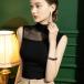  женский безрукавка tops половина с высоким воротником сетка .. чувство прозрачный sexy Classic casual Western Dance одежда модный fasi