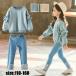  Корея ребенок одежда выставить casual натуральный Parker Denim брюки длинные брюки джинсы весна осень длинный рукав выставить casual свободно девочка Kids .