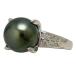  кольцо кольцо Pt900( платина ) черный жемчуг * бриллиант 0.35ct [ полный размер ]15 номер б/у произведена отделка бесплатная доставка ломбард лот 