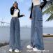  Denim брюки широкий брюки распорка брюки женский джинсы талия резина большой размер denim весна предмет весна осень приятный подбородок девочка 20 плата 30 плата брюки низ брюки 