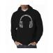 륨ݥåץ ѡåȥ   Men's Word Art Hoodie - Headphones - Music In Different Languages Black