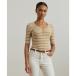 ���ե������ ���åȥ��� �ȥåץ� ��ǥ����� Women's Striped Elbow-Sleeve Henley Top Birch Tan/mascarpone Cream