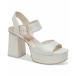 ɥ  塼 ǥ Women's Bobby Pearls Ankle-Strap Two-Piece Platform Sandals White Silk