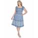 ꥶ ԡ ȥåץ ǥ Plus Size Printed Square-Neck Cap-Sleeve Dress Blue