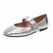 ��ͥ��ѥ��� ������� ���塼�� ��ǥ����� MILLER | Laser Cut Leather Mary Jane Flats Silver crackled metallic
