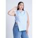  åȥ ȥåץ ǥ Plus Size Asym Tie Top White on blue