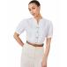 ��ߥ��� ���åȥ��� �ȥåץ� ��ǥ����� Women's Cotton Pleated Short Sleeve Shirt White
