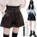 PU кожа шорты женский осень-зима кожаный салон ntsu короткий 3 минут длина короткий хлеб искусственная кожа кожзаменитель низ чёрный свободно талия резина si