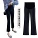  с карманом черный flare pants офис осень прекрасный ножек брюки длинный длина красивый . стрейч прекрасный ножек материнство - одежда послеродовой весна брюки модный si