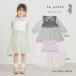 *50%OFF распродажа *la* Poche * винт kyuiLa poche biscuit полоса One-piece (90*100*110*120*130*140) девочка вышивка воротник имеется цветочный принт 