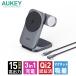 AUKEY ���C�����X�[�d�� 3in1 MagSafe�Ή� Qi2 �܂肽���ݎ� 3�䓯�� iPhone17/16/15/14/13/12 AppleWatch AirPods LC-MC312 �I�[�L�[