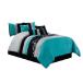 Chezmoi Collection Napa 7-Piece Luxury Leaves Scroll Embroidery Bedding Comforter Set (King, Teal Blue/Gray/Black)