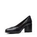 Clarks Women's Freva55 Court High Heel Shoe, Black Leather Size 6.5