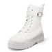 DREAM PAIRS Women's Combat Platform Boots Lace Up Lug Sole Buckle Ankle Booties Shoes,Size 8,White,SDAB2209W-N