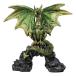 Ebros Gift Ancient Legendary Majestic Green Gold Scales Behemoth Dragon Perching On Ancient Rock Arch Figurine 9