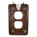 Ebros Gift Set of 2 Western Rustic Bull Bison Cow Skull With Turquoise Stones Silver Conchos Wall Electrical Cover Plate Accent (Double Receptacle)