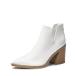 DREAM PAIRS Women's Ankle Boots Chunky Heel Pointed Toe Short Booties Shoes,Size 8,White-Pu,SDAB2401W