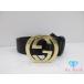  Gucci GUCCI мужской ремень 370543 Inter locking G пряжка GG кожа черный чёрный Gold металлические принадлежности Logo [ б/у ] bh2642