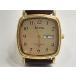 terubaTELVA мужские наручные часы дата TEV-2205 Gold Brown чай SS кожа breath аналог кварц QZ [ б/у ] ht5507