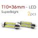 T10×37mm LED ルームランプ ナンバー灯 18連 白 無極性 ホワイト フットランプ 3014チップ 2個セット 12V用LEDバルブ 36mm EX101