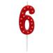 Papyrus Number 6 день рождения свеча, красный полька-дот (1 шт )