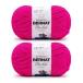 Bernat Blanket Brights 300g Bright Pink Yarn - 2 Pack of 300g/10.5oz - Polyester - 6 Super Bulky - Knitting/Crochet