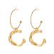 ¹͢ʡBamboo Initial Earrings Stainless Steel 18k Gold Plated Half Hoo