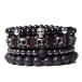¹͢ʡBracelets Set Natural Labradorite Beads Bracelet Men Black Lava