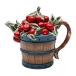 ¹͢ʡStealstreet Red Cherries Overflowing in Wooden Barrel Teapot Coll