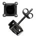 ¹͢ʡ925 Sterling Silver Princess Cut Black Cubic Zirconia Stud Earri
